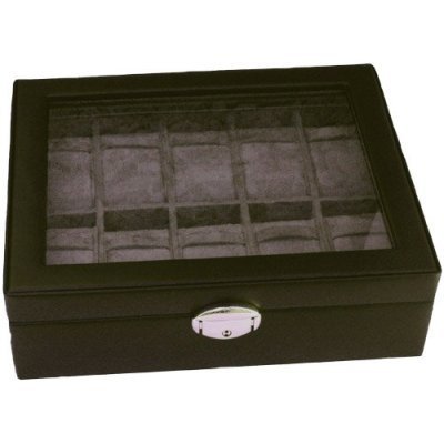 Watch Box Storage Case Leather For 10 Watches With Lucite Window
