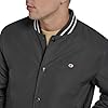 Champion Men's Logo Striped-Trim Varsity Jacket, Black Matte Filled, XL #5