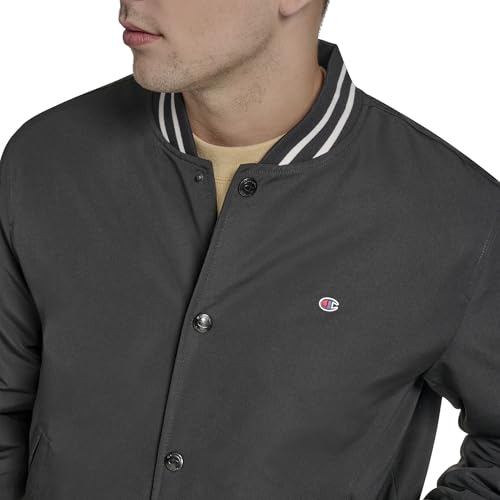 Image of Champion Men's Logo Striped-trim Varsity Jacket