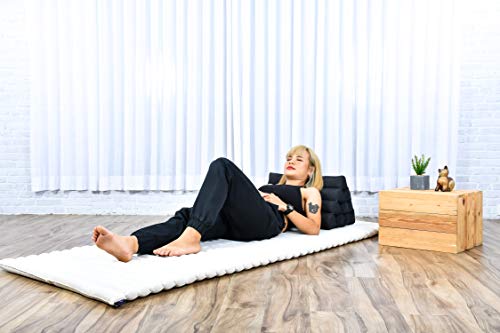 Image of Leewadee Triangle Cushion - Comfortable Backrest for TV or Reading, Incline Pillow for Relaxing Made of Kapok, 20 x 13 x 13 inches, Black