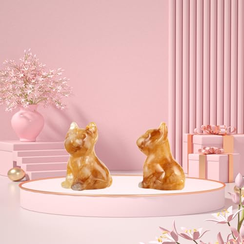 Estatua Bulldog Francés de Cristal Natural 2 Pulgadas miniatura 5