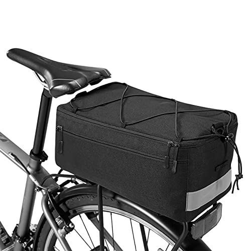 Senada Bike Rack Bag For Bicycles Rear Rack Bike Reflective Trunk Bags, Warm Or Cold Items Bicycle Rack Rear Carrier Bag, 8L Large Capacity Camping Bike Pannier Bag Outdoor Commute Travel (Black) #TOP7