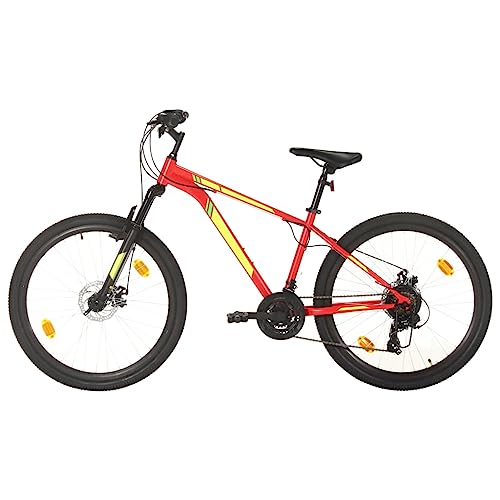 Kaloriko Bicicleta de montaña de 21 velocidades, marco de acero rojo con neumáticos de 27,5 pulgadas y llantas de aluminio, altura de marco de 38 cm para terreno, excursiones, ocio y vida cotidiana en