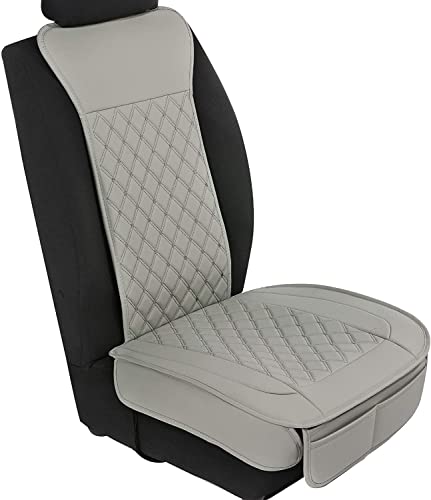 Bestnifly Housse de Siège Voiture en Cuir PU Coussin de Siège Auto Antidérapant Couvre Protection de Siege pour Avant Automobile Gonflable Universel Compatible Gris 1 PC Cover