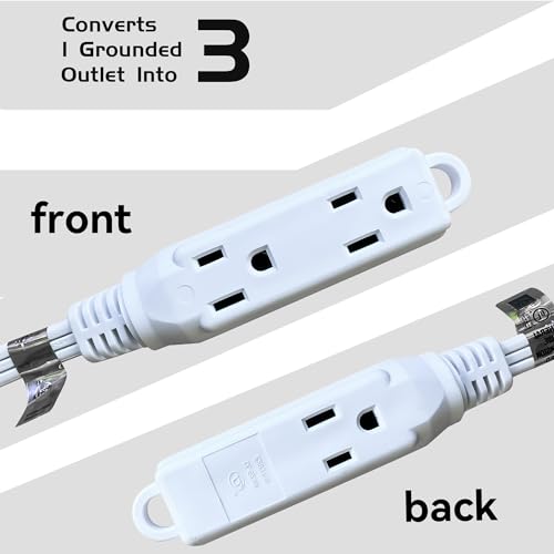 HONDERSON 3-Outlets Flat Plug Extension Cord Outlet Extender, UL Certified, Indoor Extension Cord 16 Gauge 15FT White 3 Prong, 16/3 SPT-3 13A Power Strip by HONDERSON - Image 4