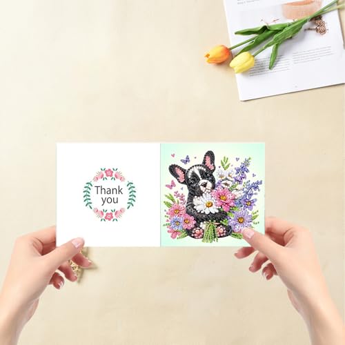 6PCS DIY Diamond Art Birthday Cards with Envelopes 5D DIY Diamond Art Crystal Card Kits Animal Elements Art Painting Postcard for Family Friend Handmade Gift (Animal) - Image 4