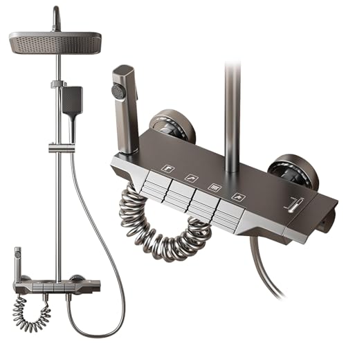 Bathroom Shower Set Bathroom Shower System Wall Mount Shower Faucet Sets 3 Mode Handheld Shower Bidet Shower Tub Combo Set (Black)