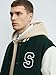 SS-Sunrise Fashion Men's Varsity Jacket, Letter Embroidery, Faux Leather Sleeves, Quilted Lining, Striped Trim (Large, Green)