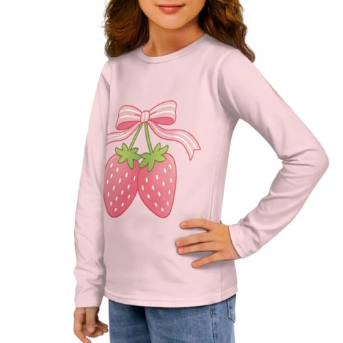 Image of Girls Long Sleeve T Shirt Cute Cartoon Crewneck Shirt for Kids 3-16Y Fall Winter Clothes