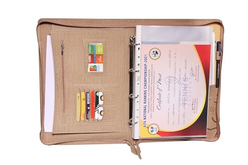 Image of Sukeshcraft Pu Multiuse 30 File Sleeve for Documents, Certificates, Fixed Deposit Receipt, Portfolio Documents Holder (Cypress Baige), 13.5x8.5 Inches