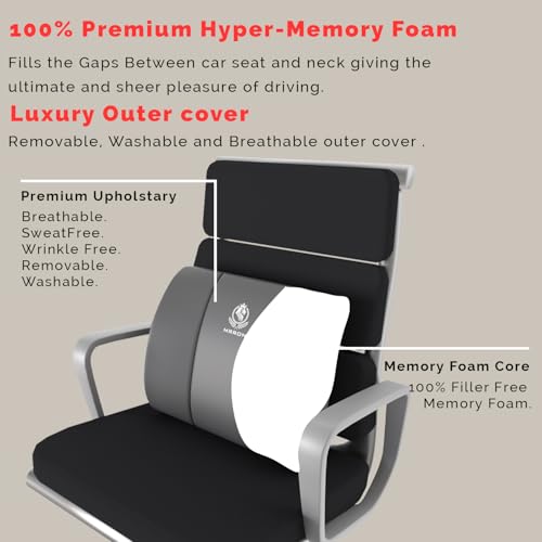 Image of MRRON Back Support for Office Chair | 3 Years Warranty | Medical Grade Memory Foam Car Seat Back Support, Orthopedic Lumbar Back Rest for Back Pain Relief - Back Pillow for Sitting Long Hours