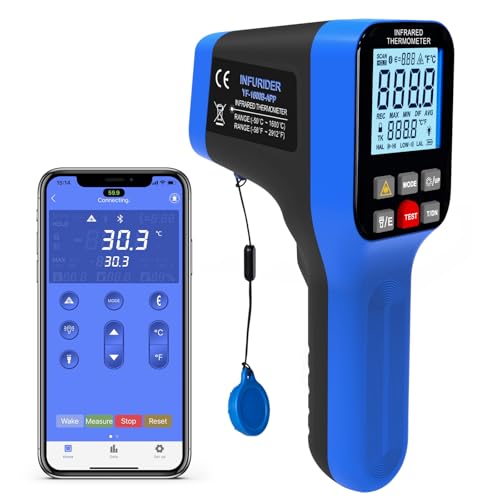 Infrarot Thermometer, Laser Thermometer mit APP, IR Temperaturmessgerat -50℃-1600℃(-58℉-2912℉), 8-14μm Non-contact Temperaturmessgerät 30:1,...