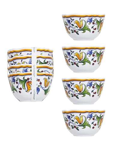 Le Cadeaux 098CAPR Melamine Capri Dessert Bowls, set of 4, white multi,large