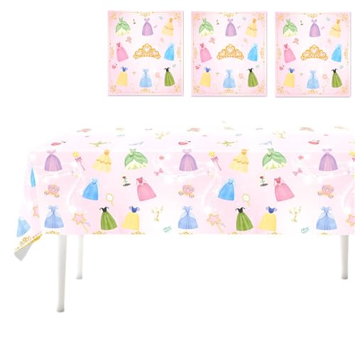 qypiqy 3pcs Cute Dress Birthday Party Set Supplier Colorful Clothes Party Packs for Plates Napkins Forks Spoons and Tablecloth (Tablecloth)