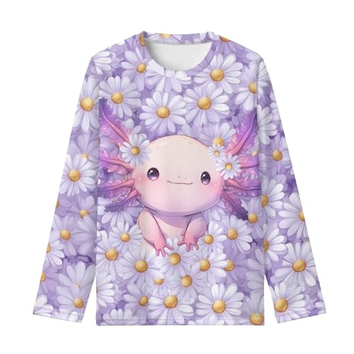 Image of Girls Cartoon Print Long Sleeve Graphic Tee Casual Crew Neck T-Shirts for 3-16 Years Little Girls