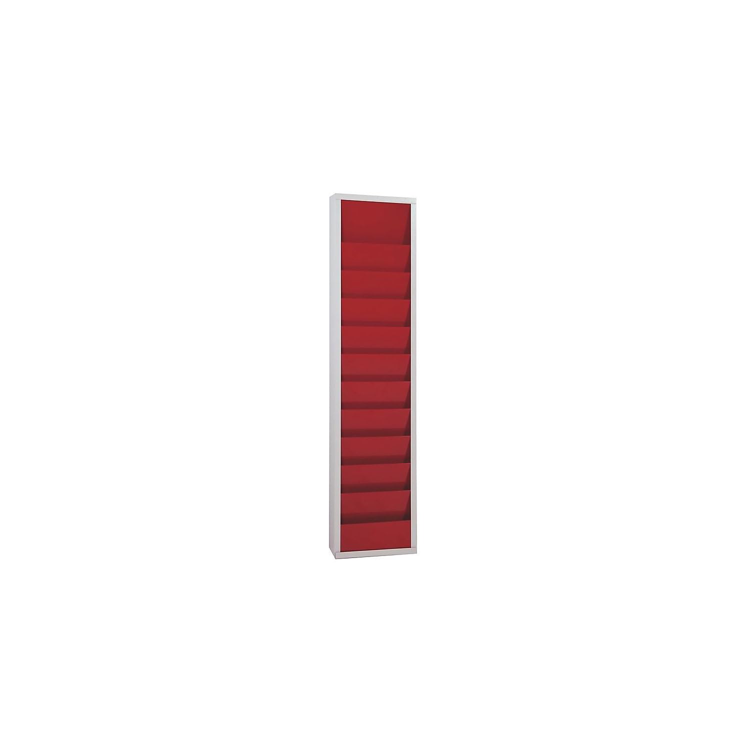 Lavagna planning con 10 guide, a fila singola, alt. x largh. x prof. 1280 x 315 x 74 mm, rosso.