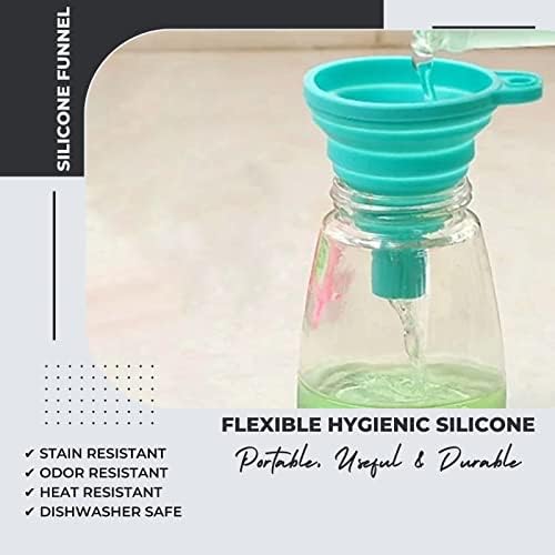 4 pcs Silicone Funnel Collapsible Bottles Set Foldable Food Grade Hopper Foldable Upgraded Kitchen Funnels for Filling Bottles Containers Liquid and Powder Transfer Assorted Colors