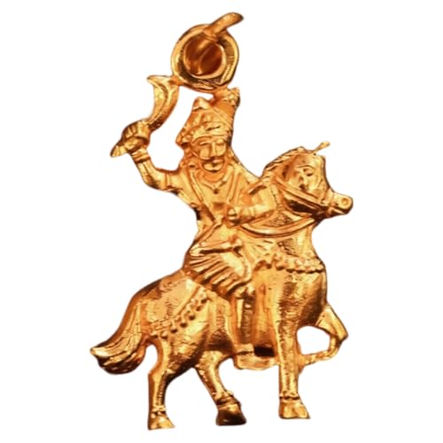 Image of Handmade 1.69 inch Karuppasamy Pendant Panchalogam Bronze | Guardian Deity Hindu Jewelry | Spiritual Protection Amulet