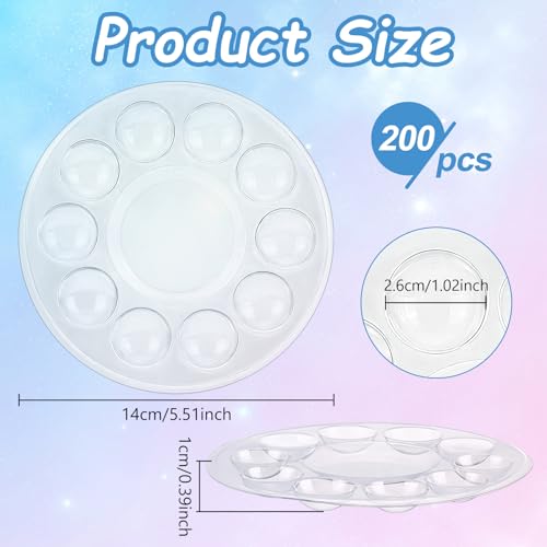 Palette de peinture ronde en plastique transparent de 14cm pour aquarelle lot de 200 - 3