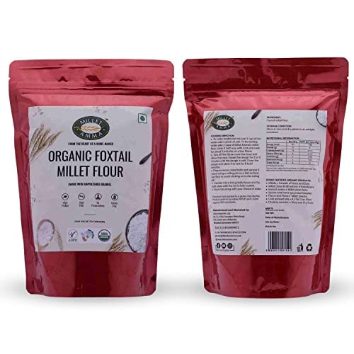 Image of Millet Amma Certified Organic Millet Grain Flour Combo, Kodo, Foxtail, Browntop, Little, Barnyard Millets, 2.5Kg Pack, 5 Pieces.