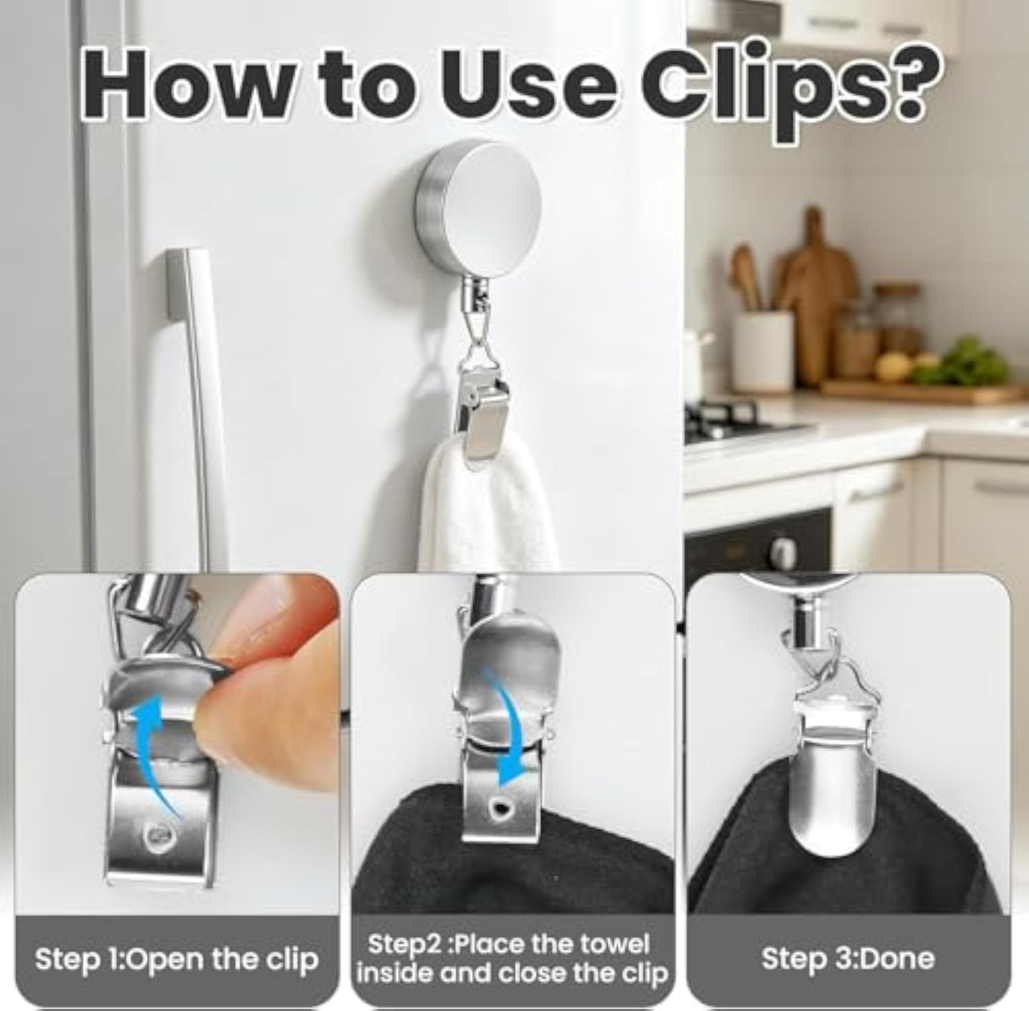 Retractable Towel Holder Clip Stainless Steel