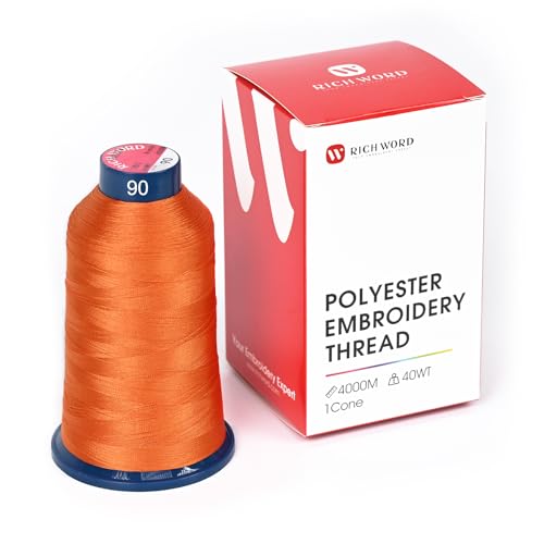 Image of Poolin Polyester Machine Embroidery Thread 4000M 40WT Pumpkin Orange 0090 | Smooth Feeding with Stable Tension for Clean, Consistent Stitching on Home and Commercial Embroidery Machines