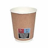 Pack & Cup Bio Doppelwand Thermobecher Kraft - Pappbecher für Kalt- und Heißgetränke - umweltfreundlicher Einweg Kaffeebecher to go - Eco Trinkbecher - Partybecher - 250ml 20 Stück