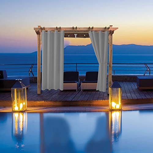 Rideau extérieur imperméable gris clair occultant pour balcon jardin et pergola