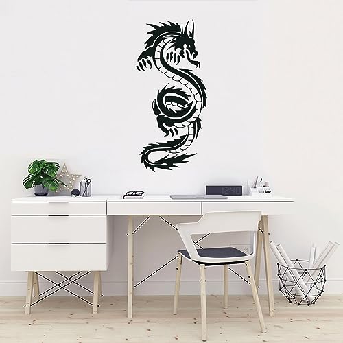 Vinilo Decorativo Dragón Asiático 22x10 pulgadas Negro miniatura 5