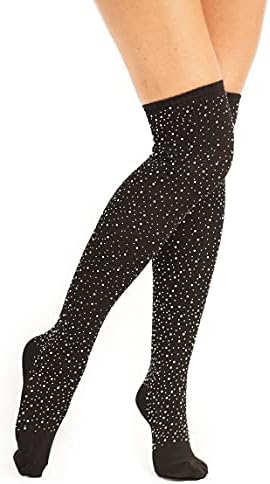 Over Knee Socks Women's Sparkle Rhinestone Stocking Long Casual Socks glitter High Boot Socks Black