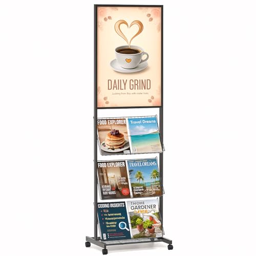 Zonon Poster Sign Holder 19.69' x 27.56' Display Stand with 4-tier Brochure Manual Magazine Rack...