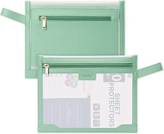 Toplive Leather Wallet Folder Bag- A4 Document File Folder Zipper Bag,Envelop Folder Case Document Bag for A4/Letter Size Paper,File Storage Bag Laptop Sleeve for Home,Office,School and Travel-Green
