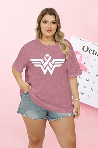 Plus Size Breast Cancer Shirts Women Pink Ribbon Shirt Breast Cancer Awareness T-Shirts Squad Breast Cancer Tee Tops2