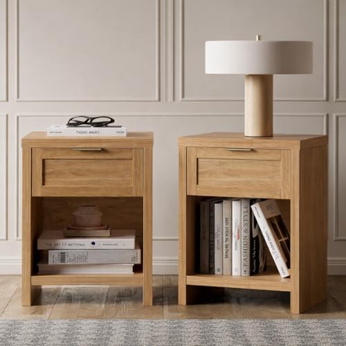 Walsham Natural Nightstands Set 2, Boho Bed Side Table for Living...