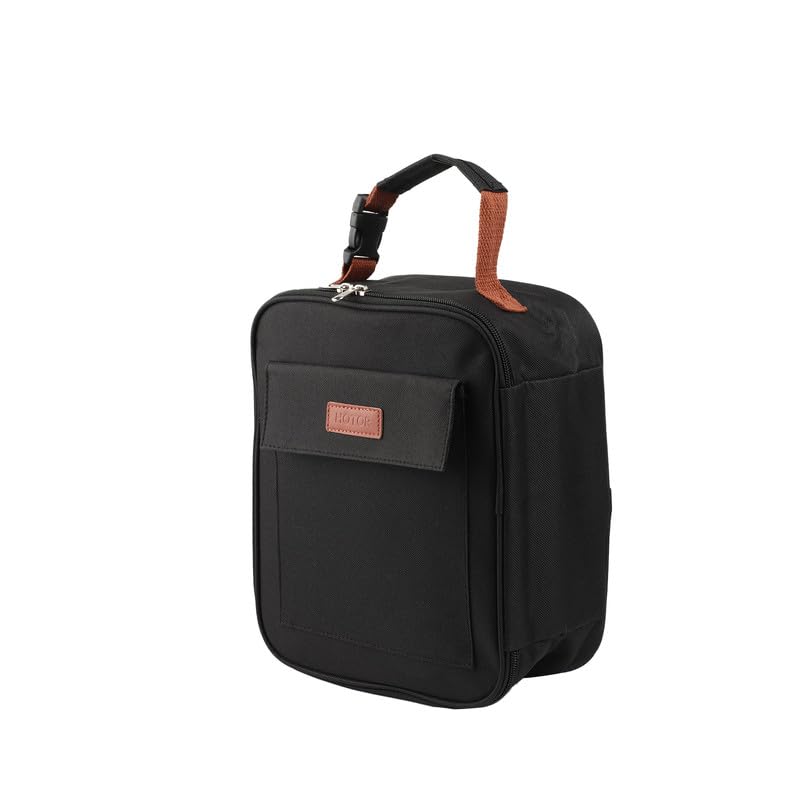 HOTOR Lonchera aislada de alta calidad con caja Bento, bolsa térmica a prueba de fugas, mantiene la comida fresca para el trabajo o al aire libre, negro, mediano, 23.4 x 11.4 x 10.8 pulgadas