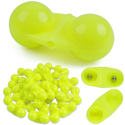 SILANON Fishing Double Rattles Beads Kit,40pcs Plastic Catfish Rig Rattles Bells Fishing Attractor Bell Beads Accessories for Catfishing Striper Bass Pompano