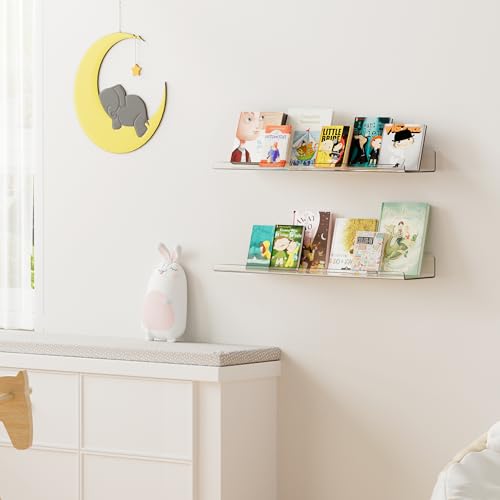 Image of upsimples 23.6 inch Acrylic Shelves for Wall Storage and Organizer, 2 Pcs