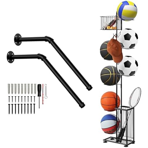 Standing Ball Storage Rack and Wall Mount Handrails for Outdoor Steps Cover