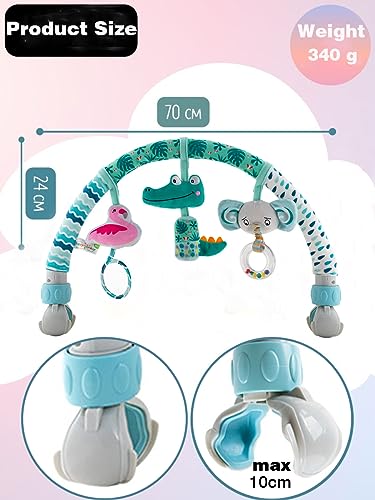 Image of Pau1Hami1ton Baby Stroller Arch Toys, Car Seat Toys,Bouncer Toy Bar /Mobile for Bassinet,Adjustable Baby Hanging Toys Fit for Crib Bed,Stroller,Car Seat.S-19(Crocodile)