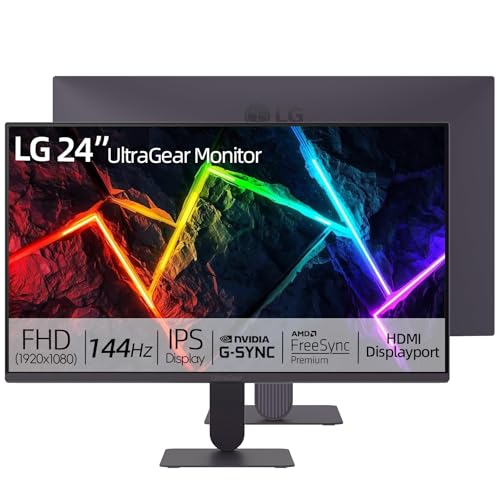 LG UltraGear 24-Inch FHD Gaming Monitor, IPS, 144Hz, 1ms MBR, HDR10, G-SYNC Compatible, FreeSync