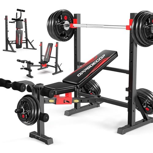 OPPSDECOR 900LBS Foldable Weight Bench with Leg Extension and Leg