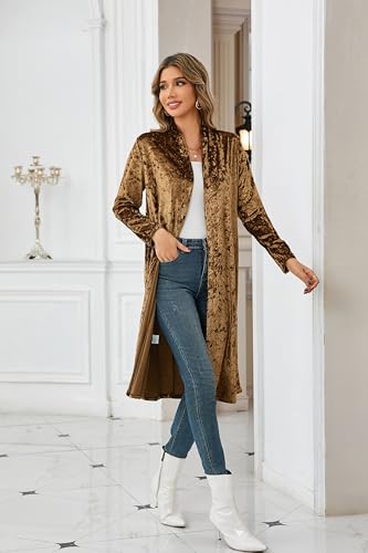 Image of R.Vivimos Women's Long Sleeves Casual Velvet Jacket Open Front Cardigan Coat Outerwear