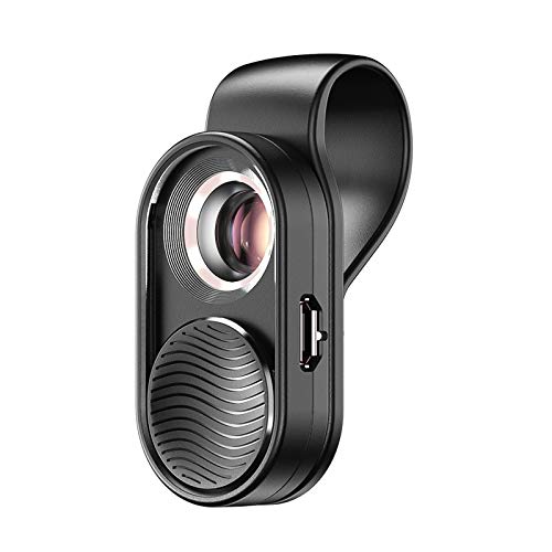 Mini microscópio portátil Adaskala APL-MS001, usado para luz LED de ampliação 100X de smartphone e c