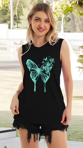 Image of Womens Tank Tops Summer Casual Sleeveless Top Loose Fit Basic Tunic Shirts