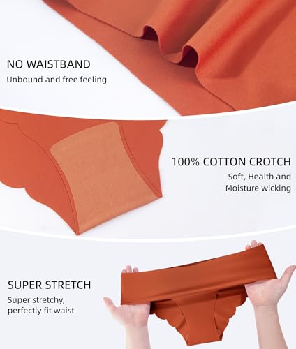 Image of Seamless Underwear Wave Edge No Show Bikini Panties No Show Hipster Breathable Stretch Invisibles Panties 6 Pack XS