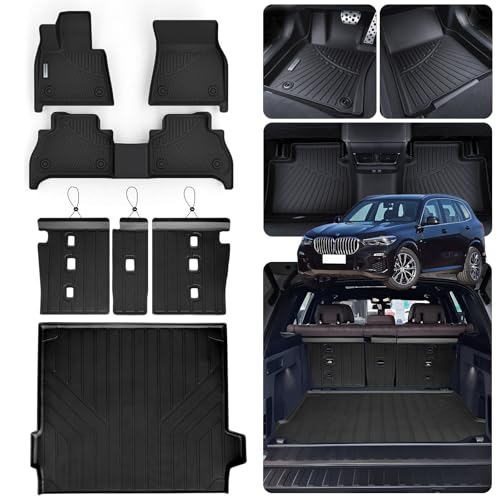 SANBAN-AXE Floor Mats & Trunk Mat for 2019-2024 2025 BMW X5 40i/50i/M50i/M60i/M/M Competition,TPE All Weather Protection 2 Rows Full Set Car Mats