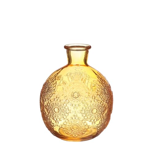 NaDeco Kugelvase Bologna in 12 cm und 17 cm und 6 Farben wählbar | Kugelflasche | Glas Flaschen | kleine Deko Vasen | kleine Deko Flaschen | Tischdeko Vasen, Farbe:Ocker, Größe:h.12 Ø9.5 cm