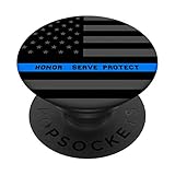 Thin Blue Line Pop Sockets Police American Flag PopSockets PopGrip: Swappable Grip for Phones & Tablets