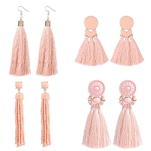 D EXCEED Colorful Tassel Earrings for Women Girls Bohemian Dangle Drop Earrings Fringe Tassle Dangling Earrings