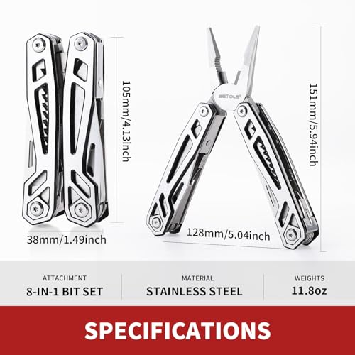 Multitool with Pocket Knife, Birthday Gifts for Men Women Mom Dad, WETOLS 21-in-1 Stainless Steel Pliers with Screwdrivers, Self-locking Multi tools with EDC Sheath, Ideal for Home, Camping, Survival - Image 3